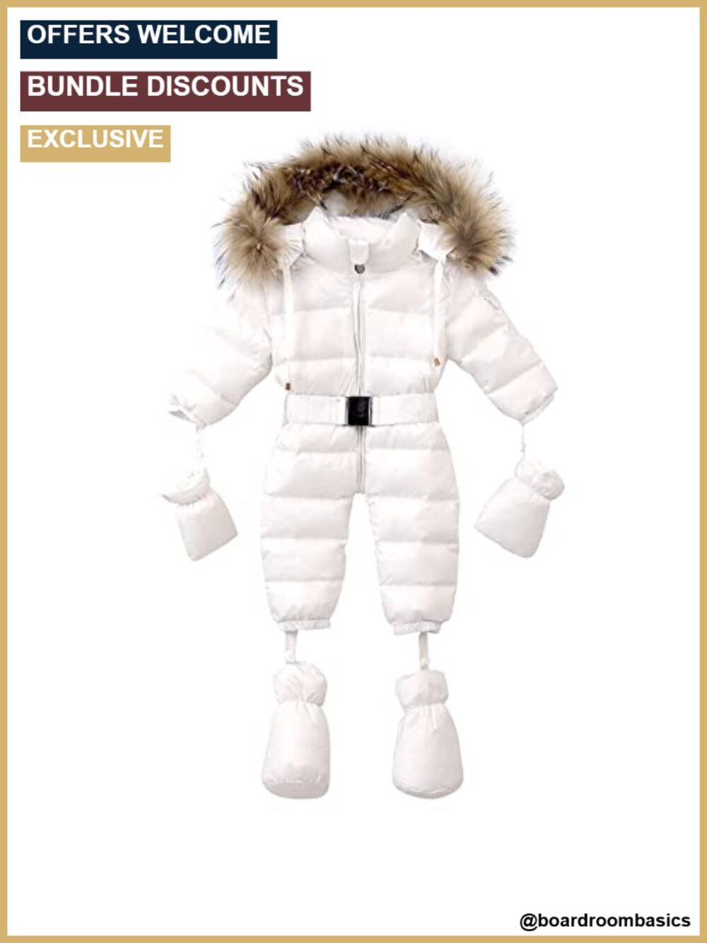 Waterproof Down Filled Snowsuit Unisex Baby with Gloves Shoes Pompom Hat